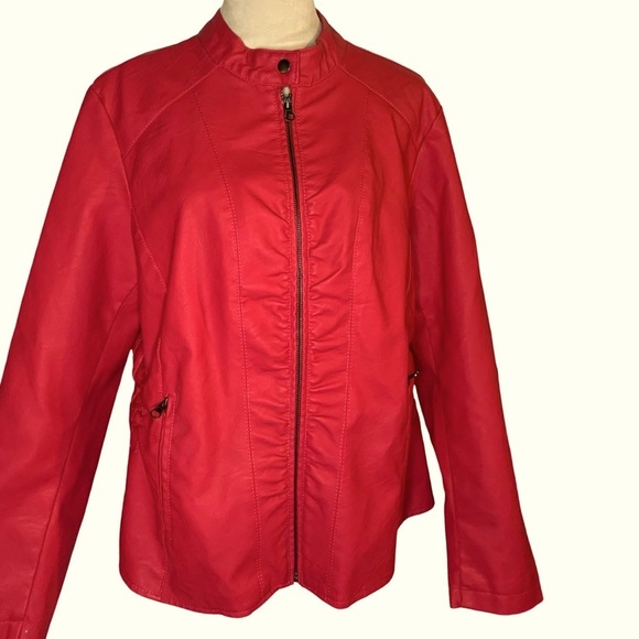 Baccini Jackets & Blazers - Baccini Red Faux Leather Jacket
